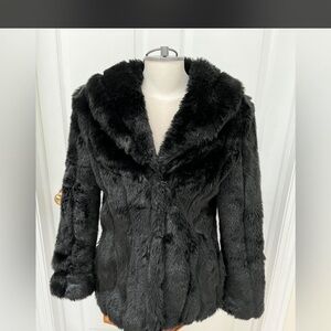 Black Fur Hooded Jacket - Women's Cozy Outerwear